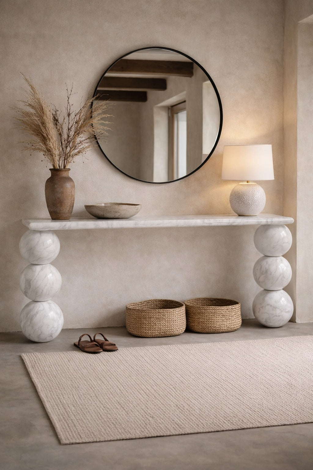Olly Italian Carrara Marble Console Table