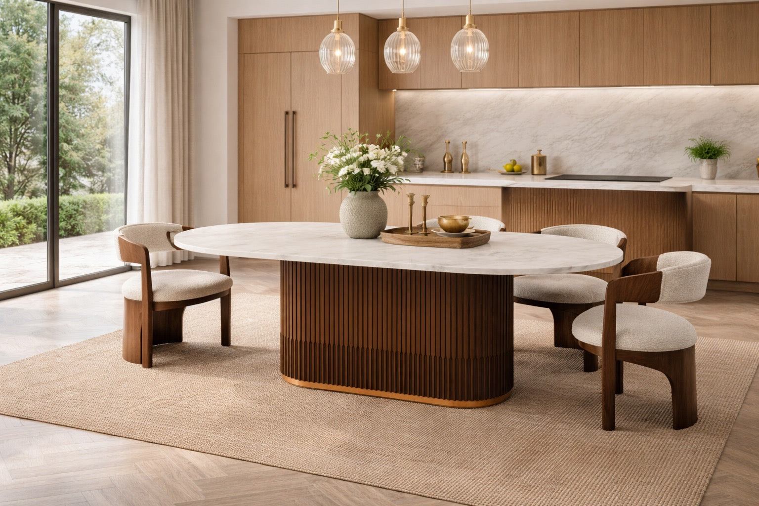 Artisan Marble Oval Dining Table