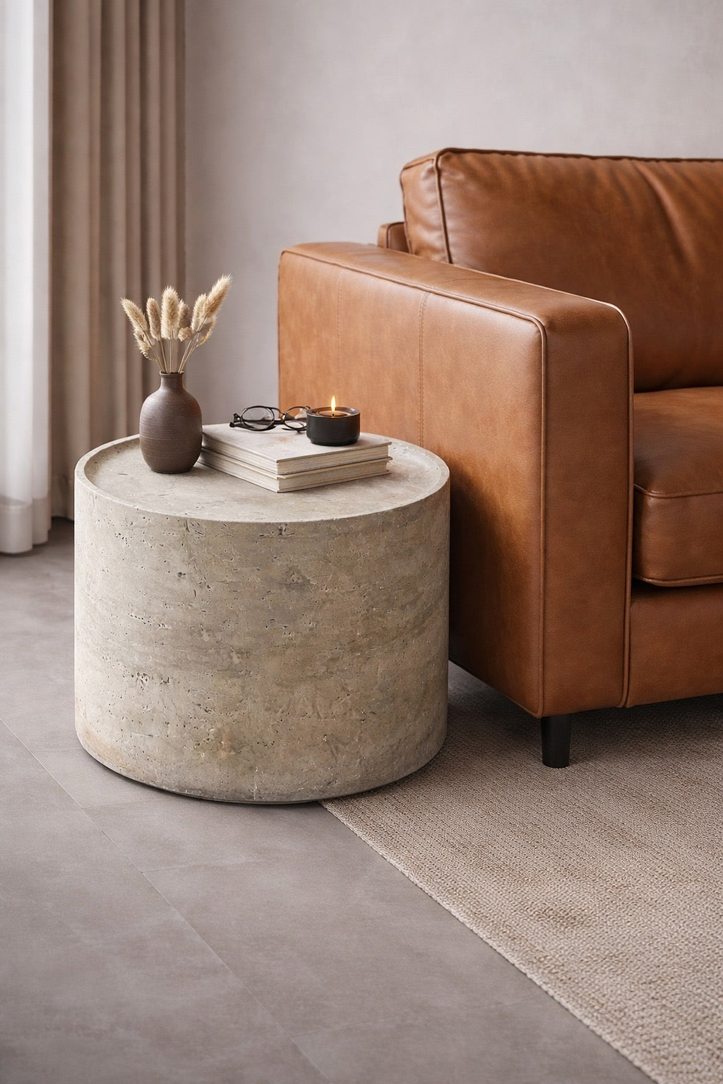 Ronde Travertine Round Coffee Table