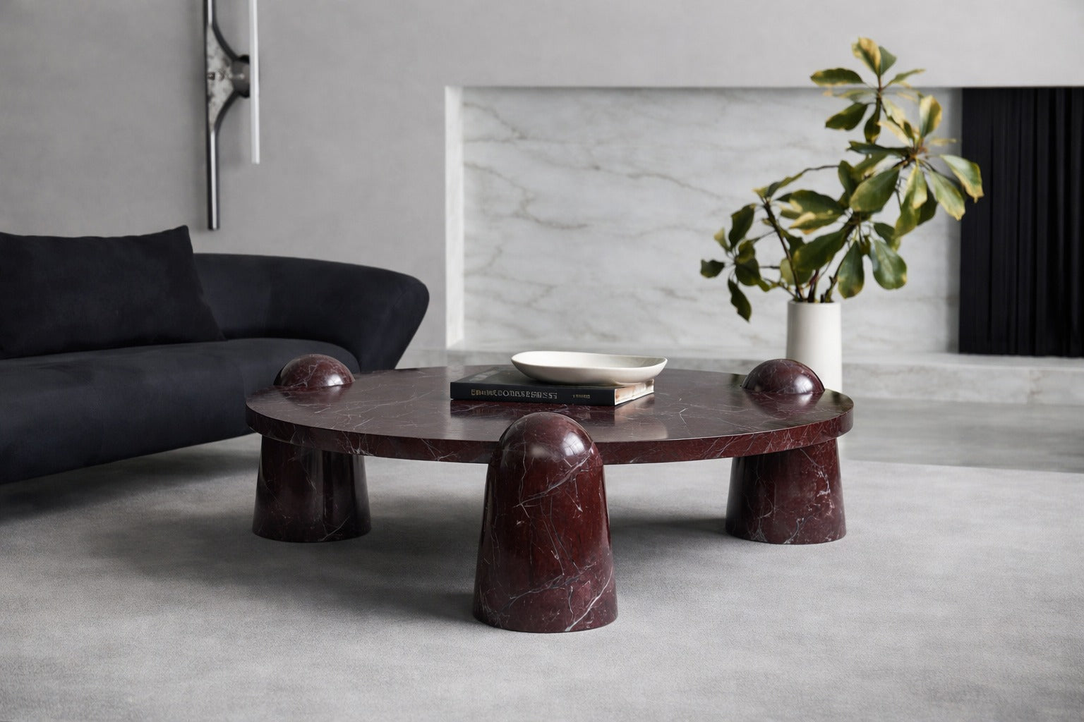 Bonna Rosso Levanto Marble Round Coffee Table