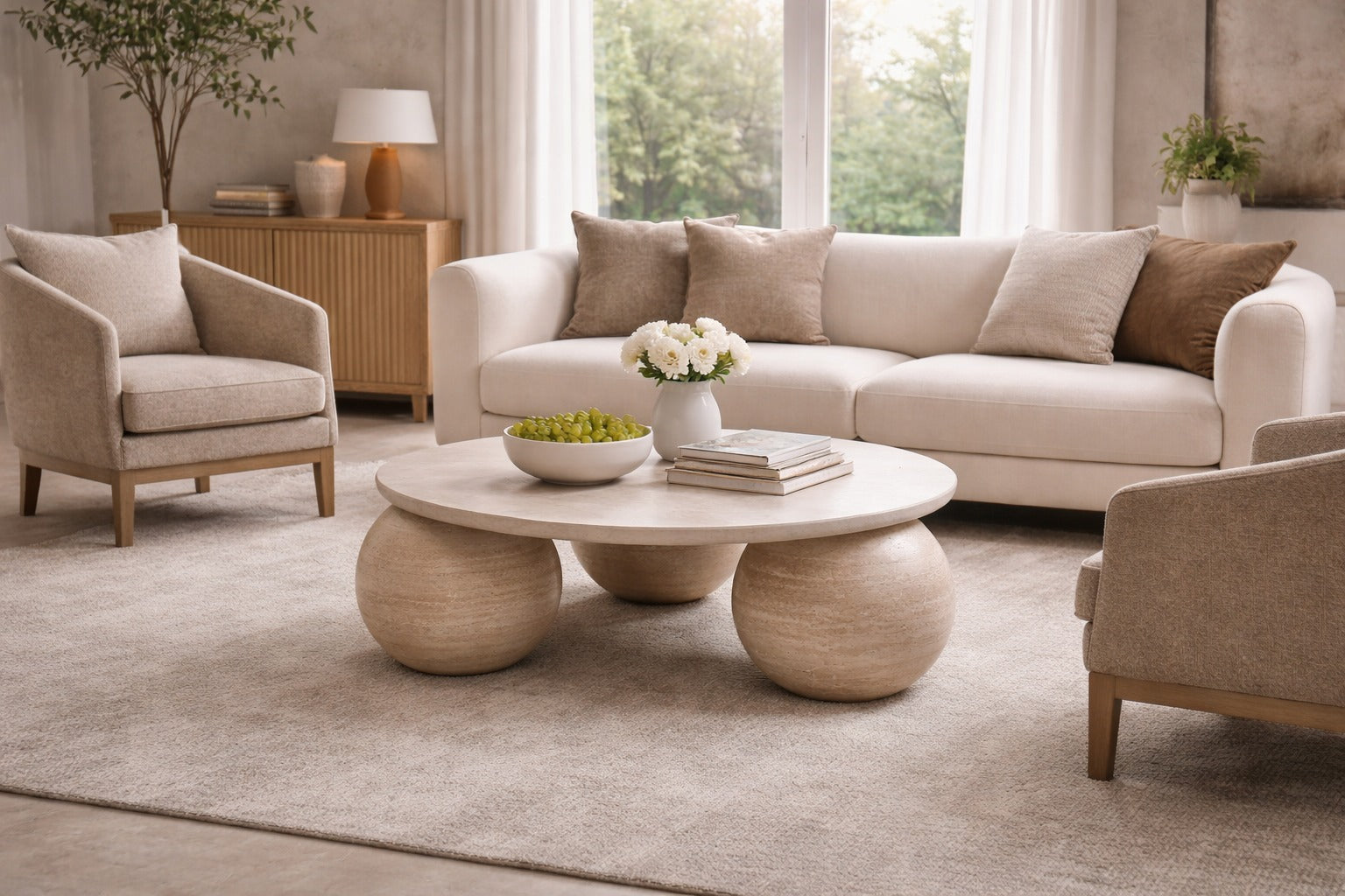 Trinity Travertine Round Coffee Table