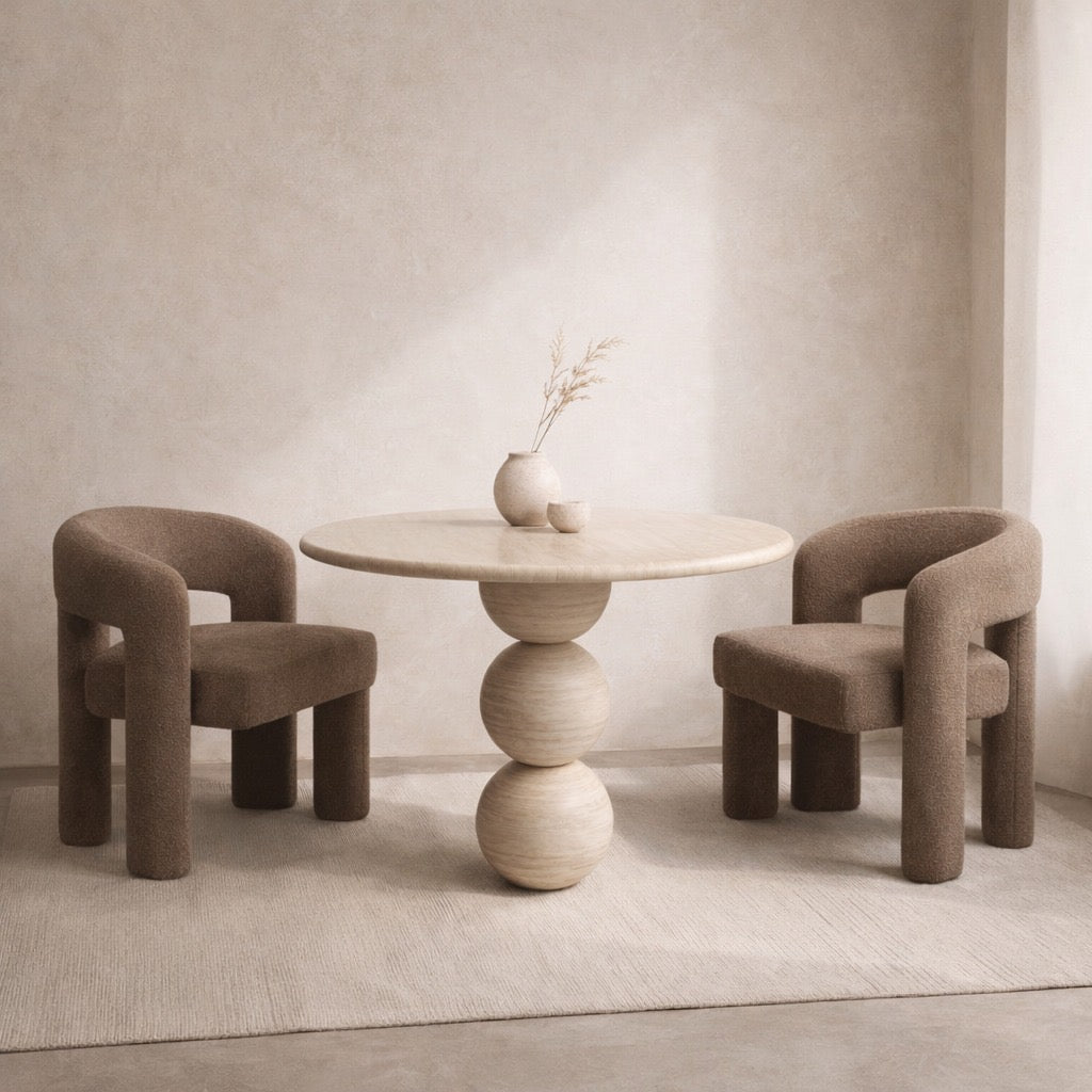 Cess Travertine Round Table