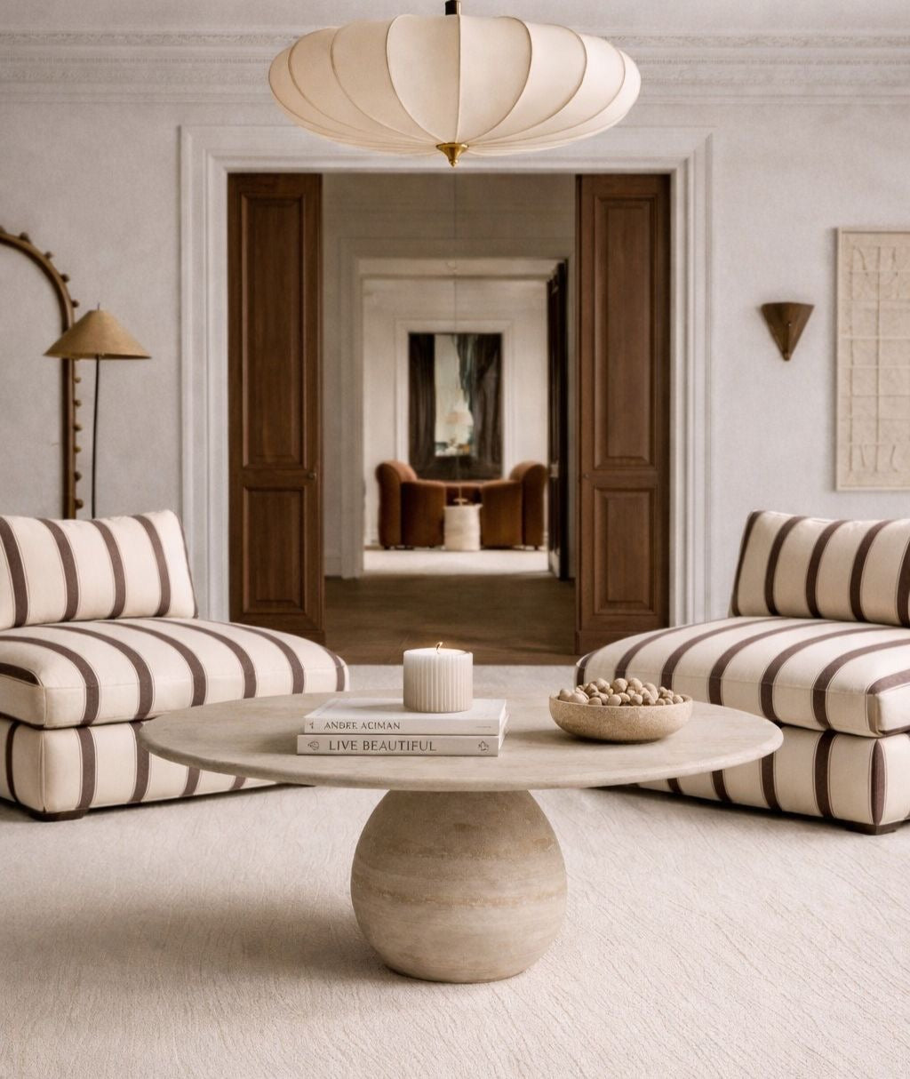 Pearl Travertine Round Coffee Table