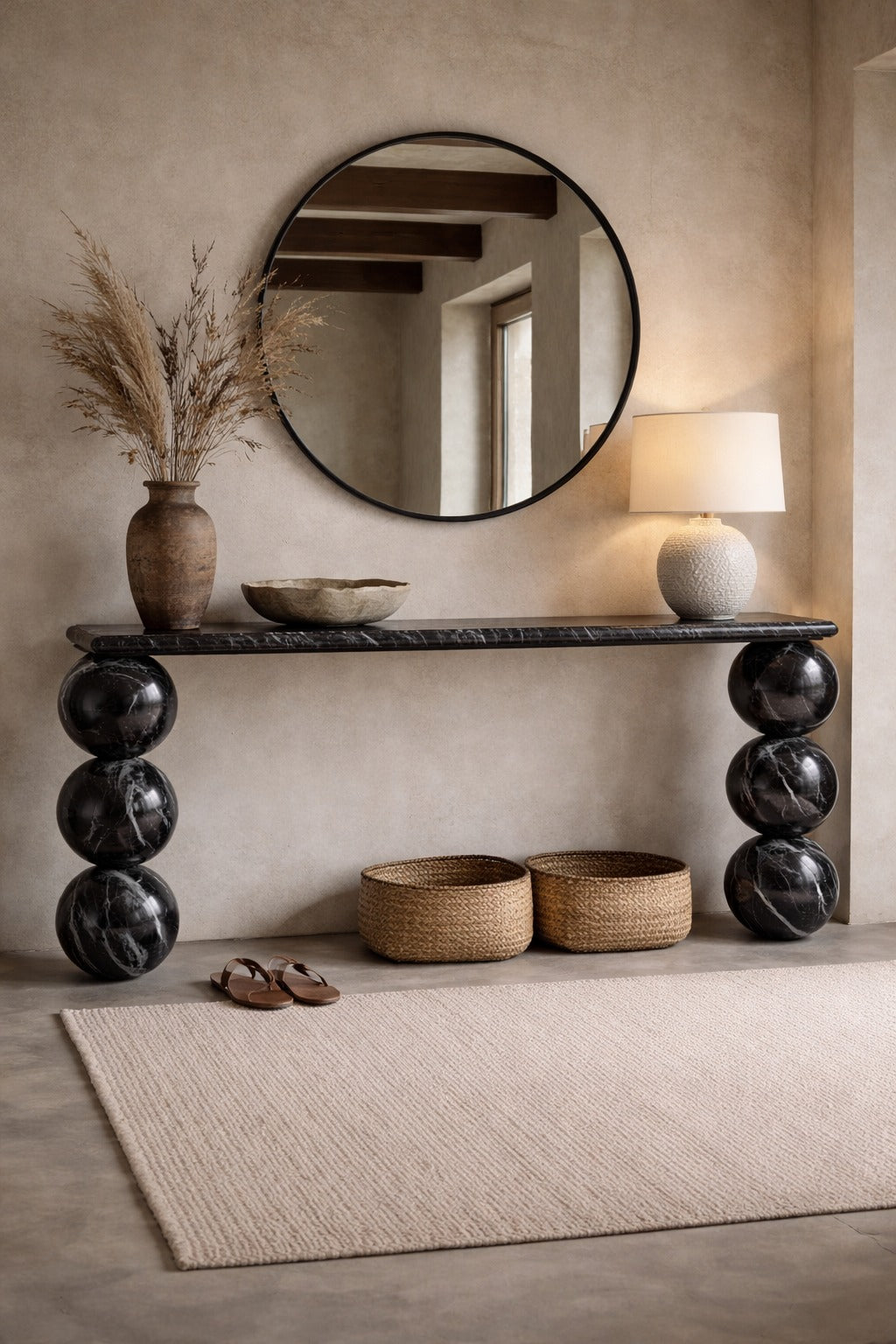 Olly Alexander Black Marble Console Table