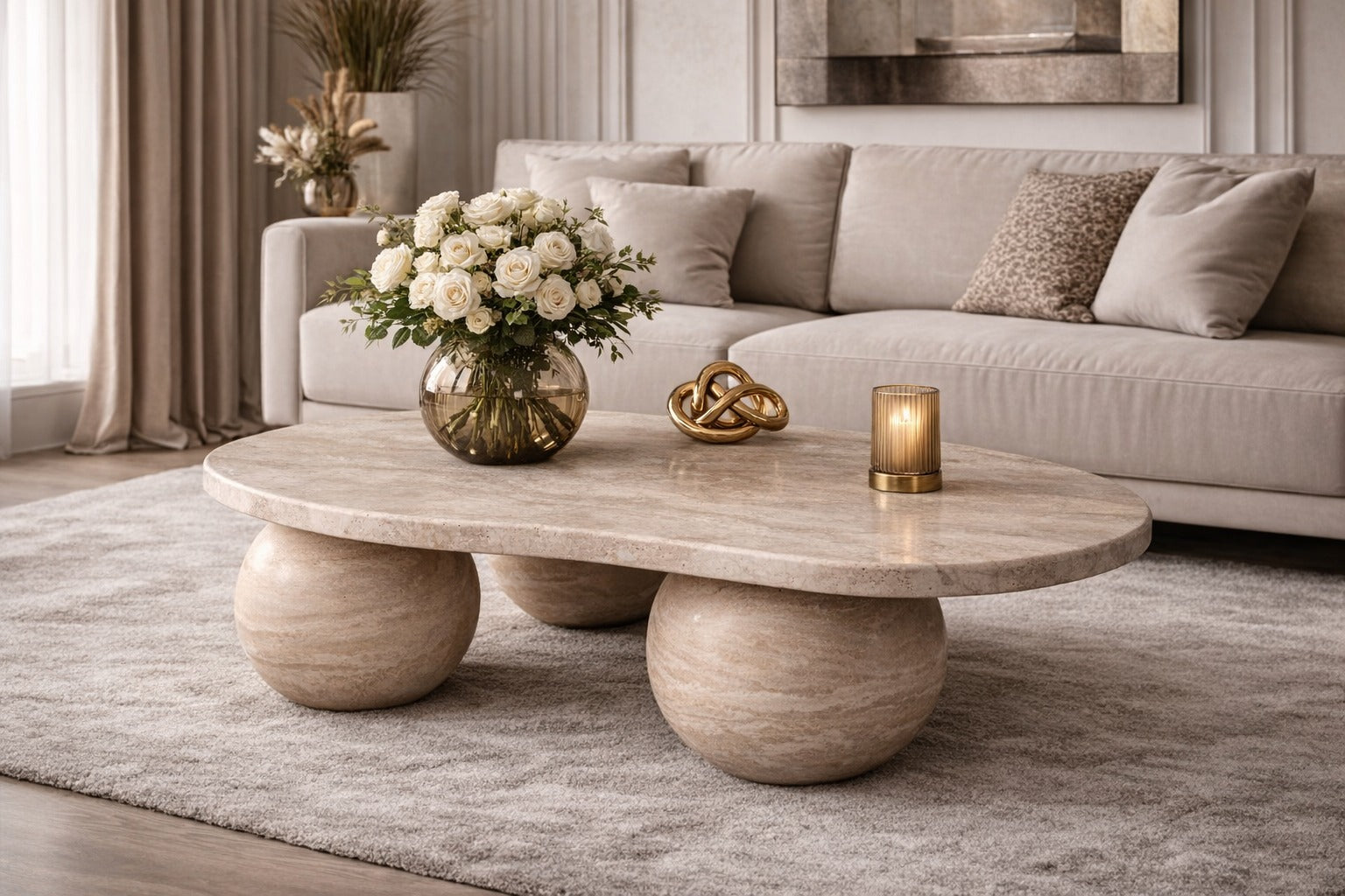 Pear-esque Travertine Coffee Table
