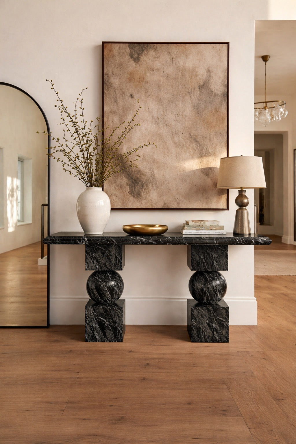 Axis Alexander Black Marble Console Table