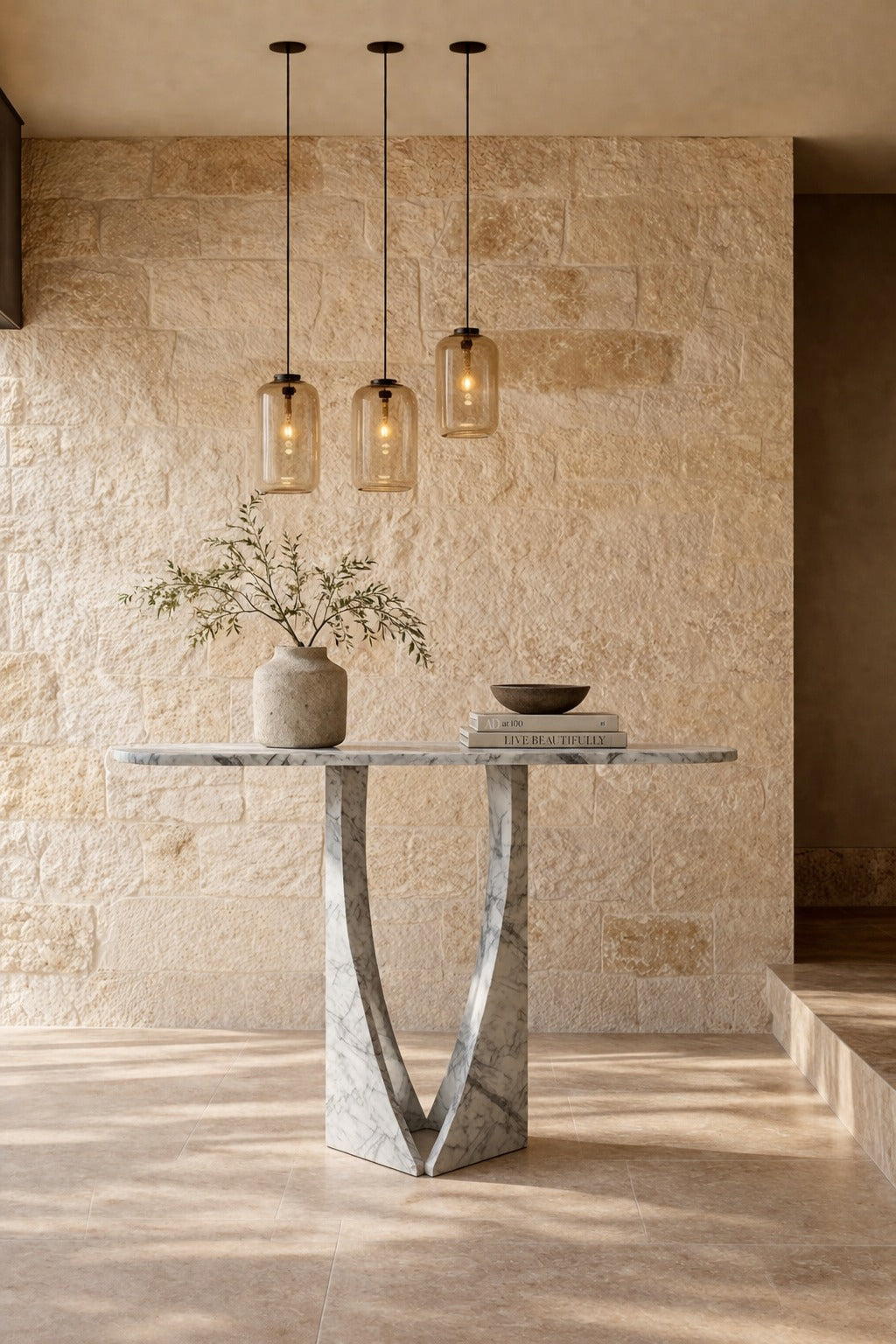Manchot Lilac Marble Console Table