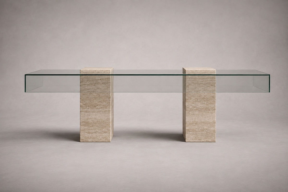 Statue Rectangular Travertine Coffee Table