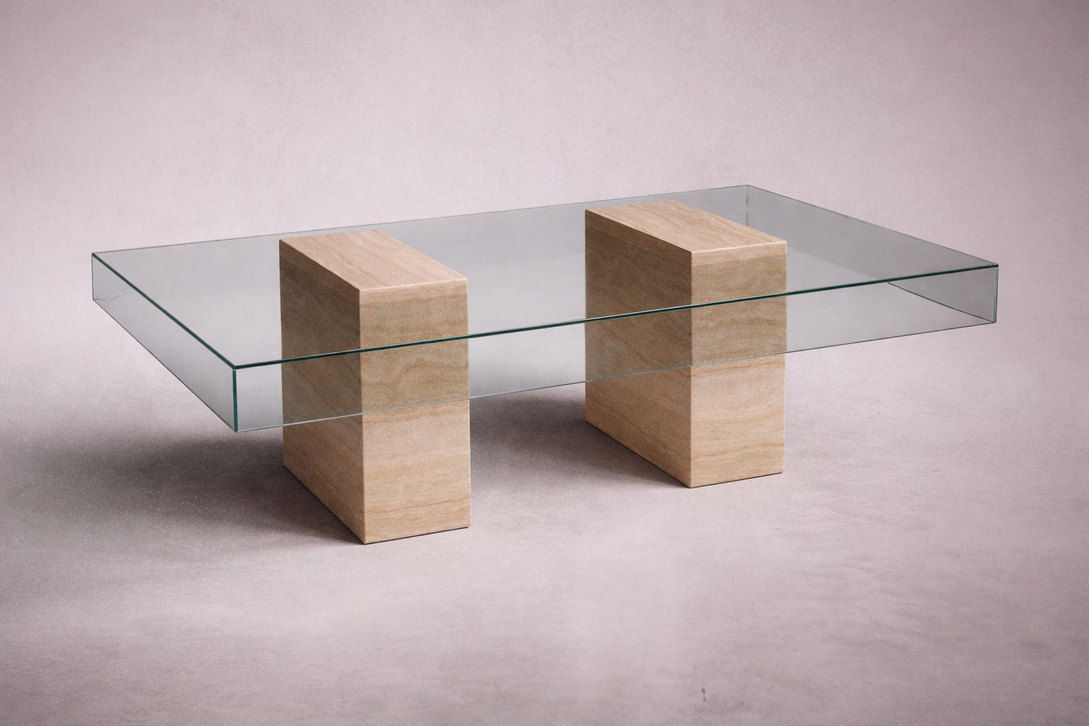 Statue Rectangular Travertine Coffee Table