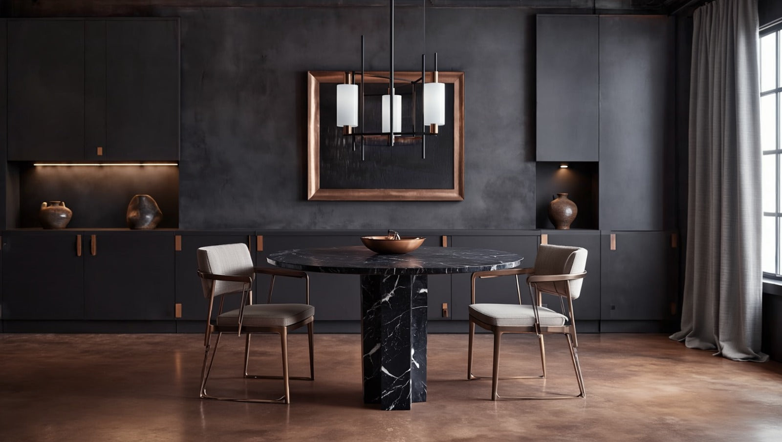 Arti Alexander Black Marble Round Table