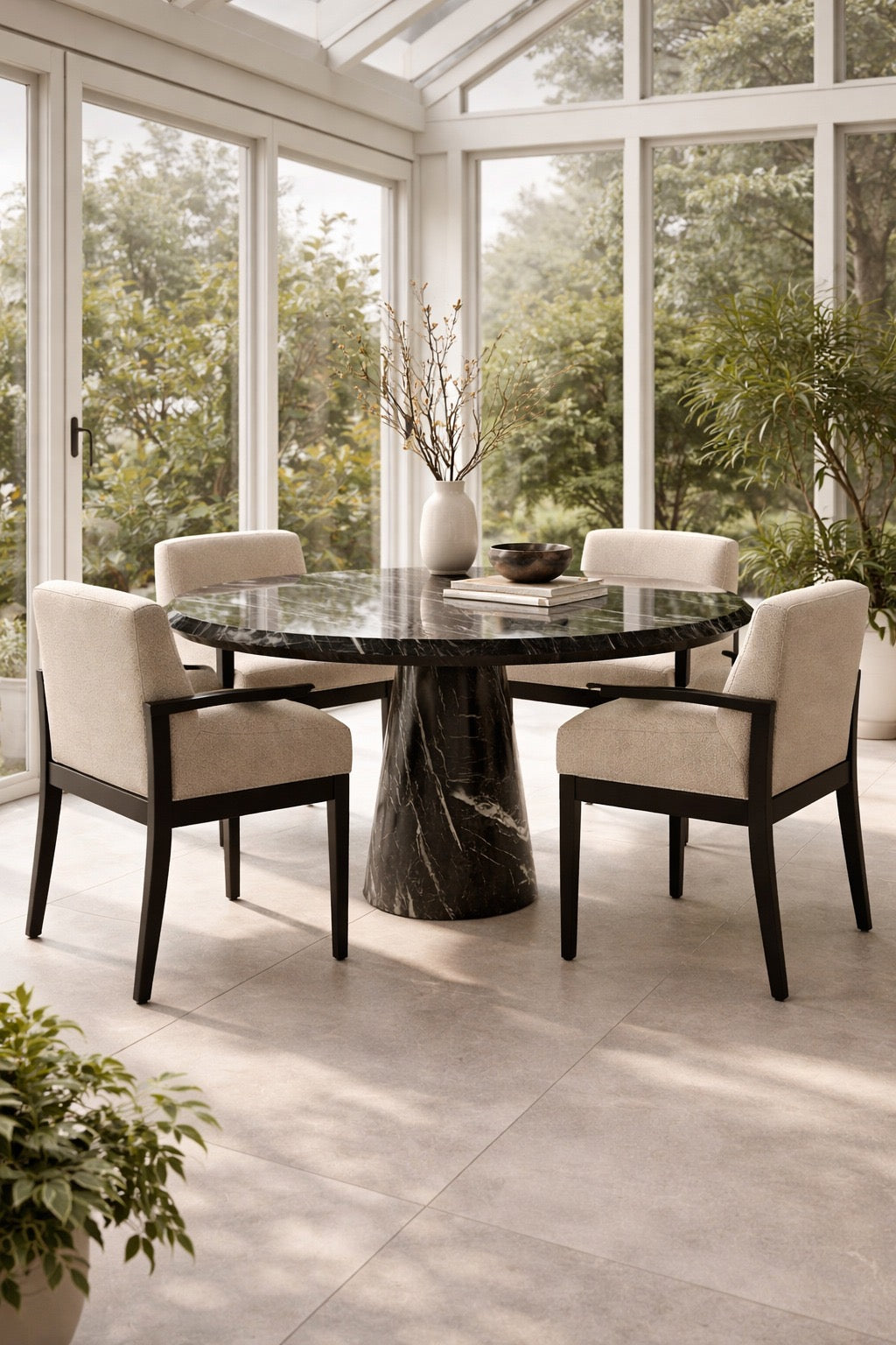 Castle Alexander Black Marble Round Dining Table