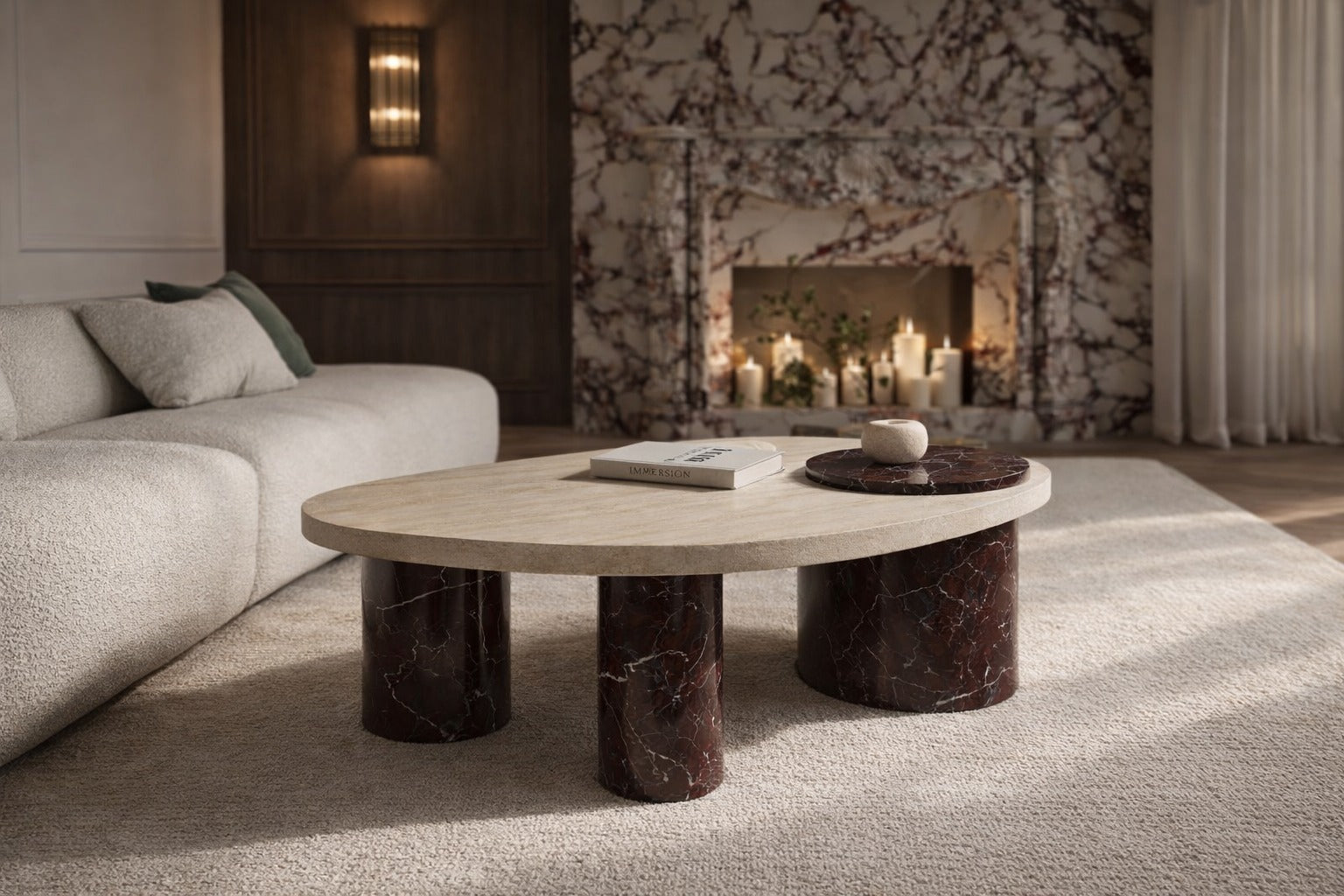 Krita Rosso Levanto Red Marble Coffee Table