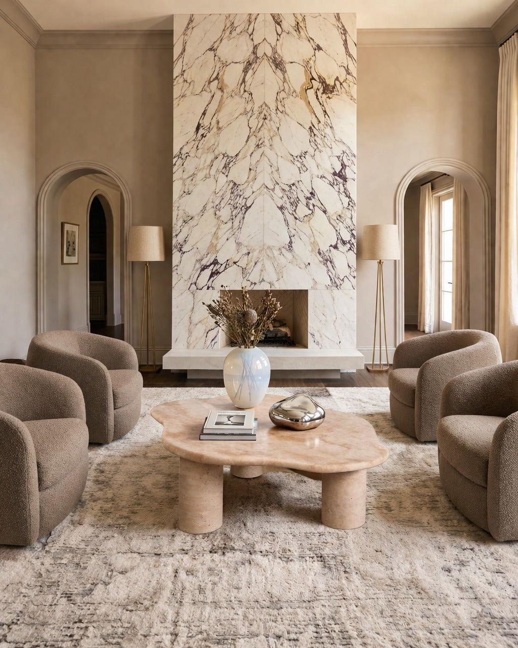 Trio Travertine Coffee Table