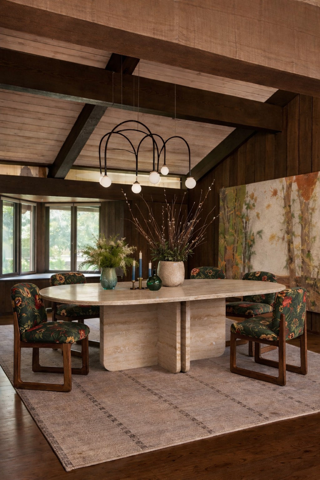 Valery Travertine Oval Dining Table