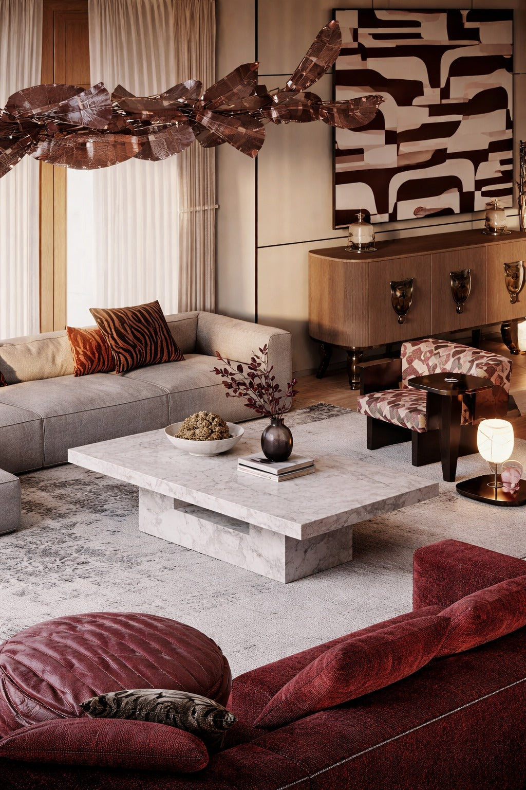 U Marble Rectangular Coffee Table