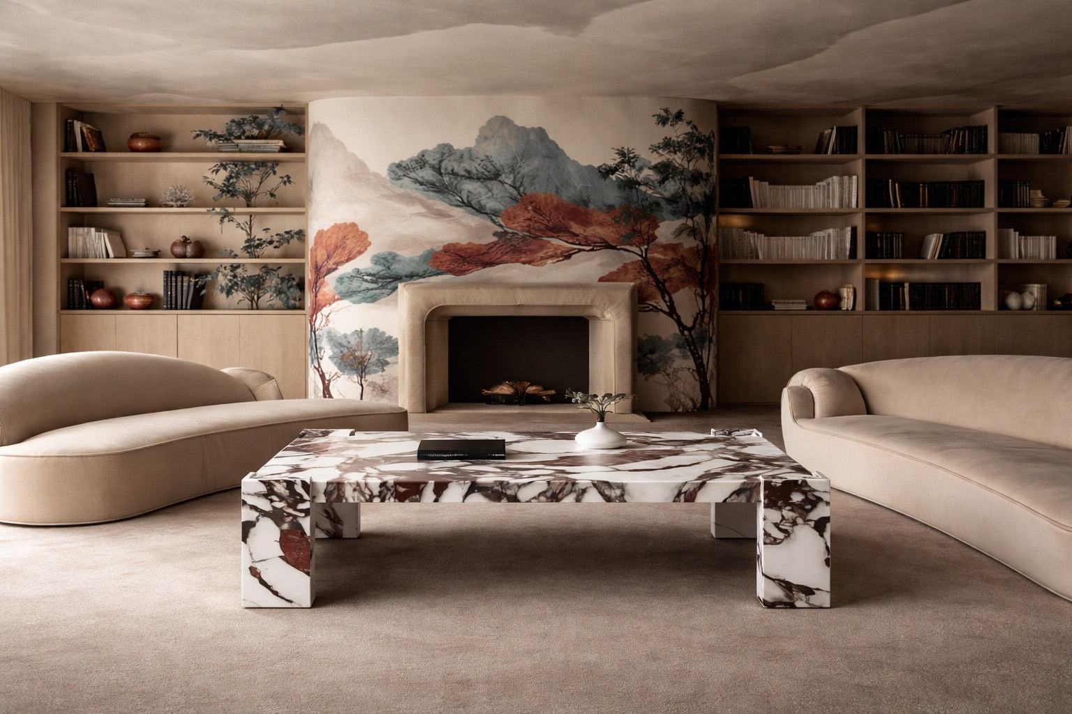 Enigma Calacatta Viola Rectangular Marble Coffee Table