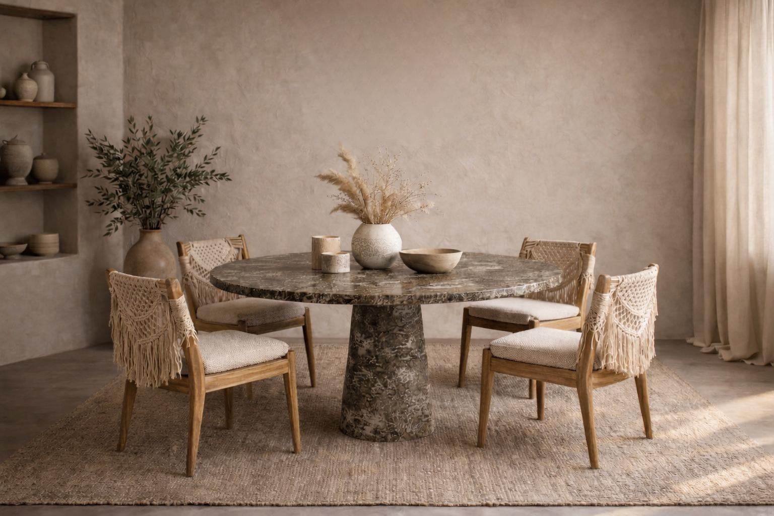 Castle Emperador Dark Marble Round Dining Table
