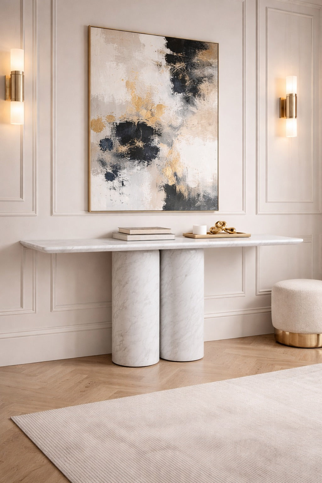 Bullet Italian Carrara Marble Console Table