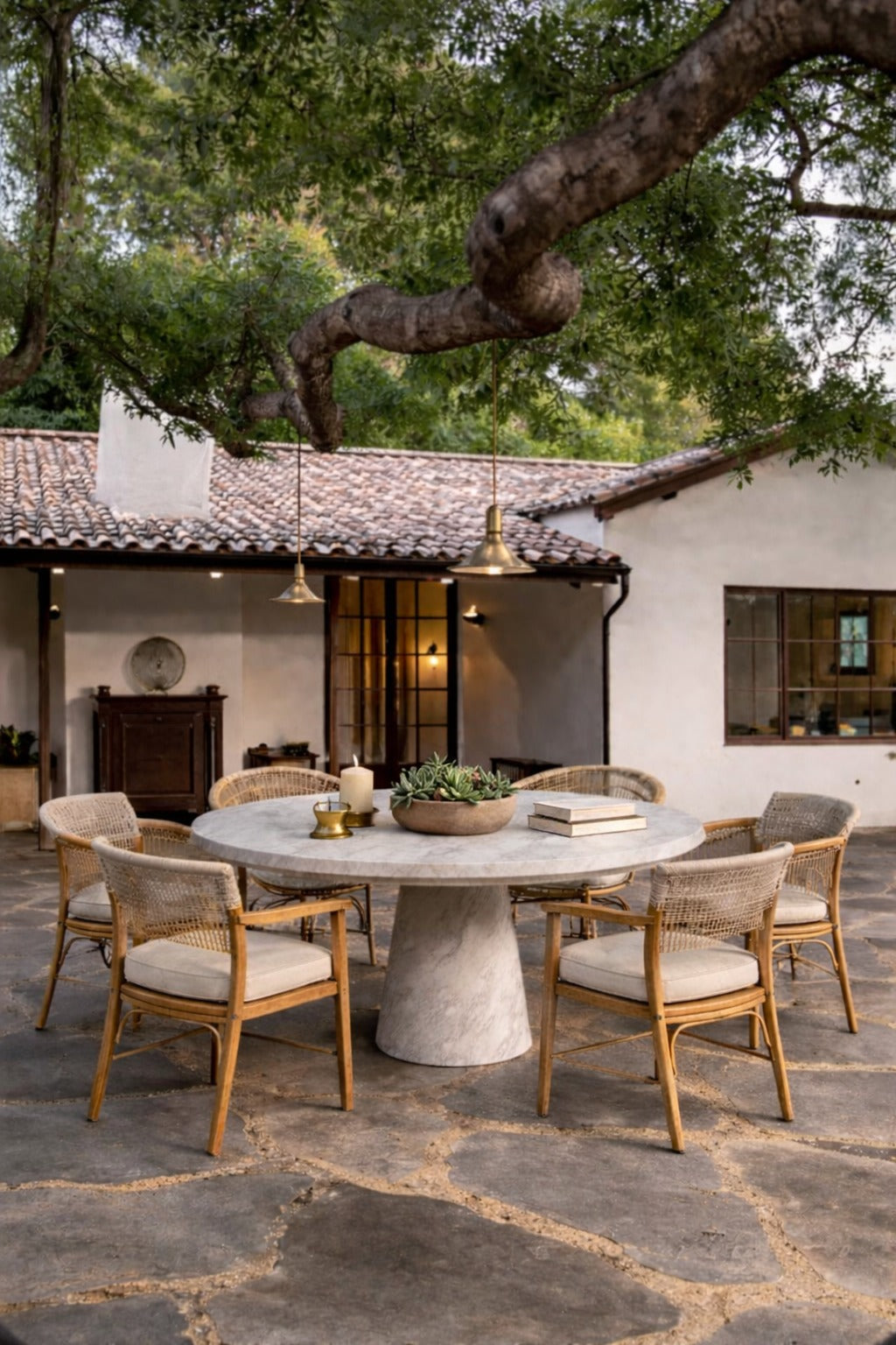 Castle Italian Carrara White Marble Round Dining Table