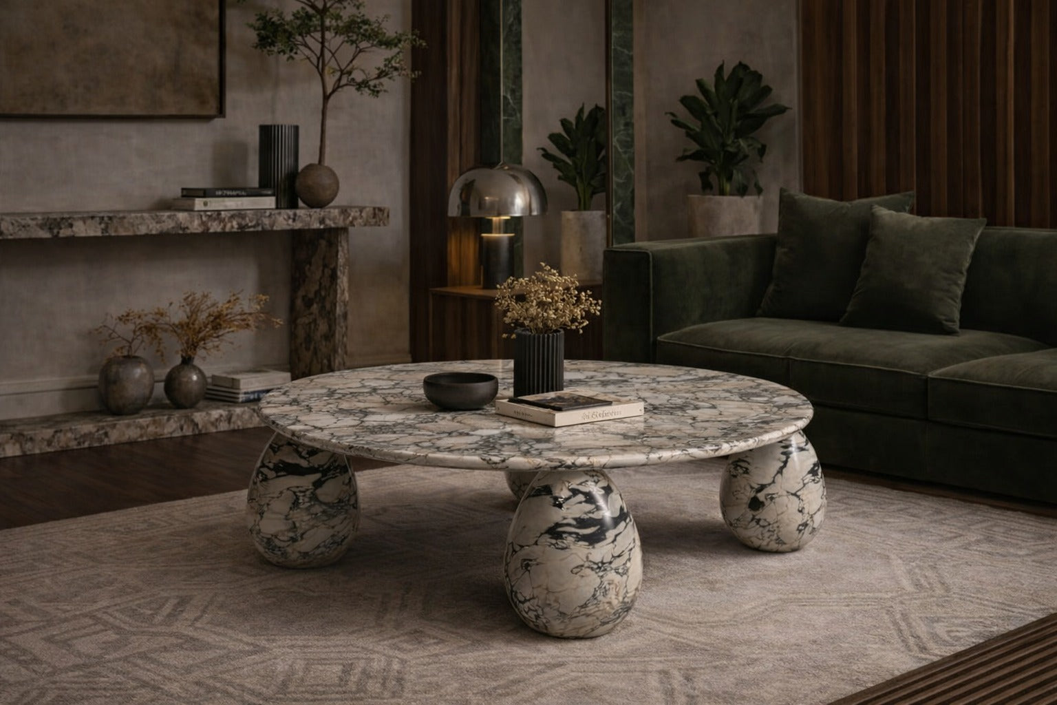 Cons Calacatta Viola Marble Round Coffee Table