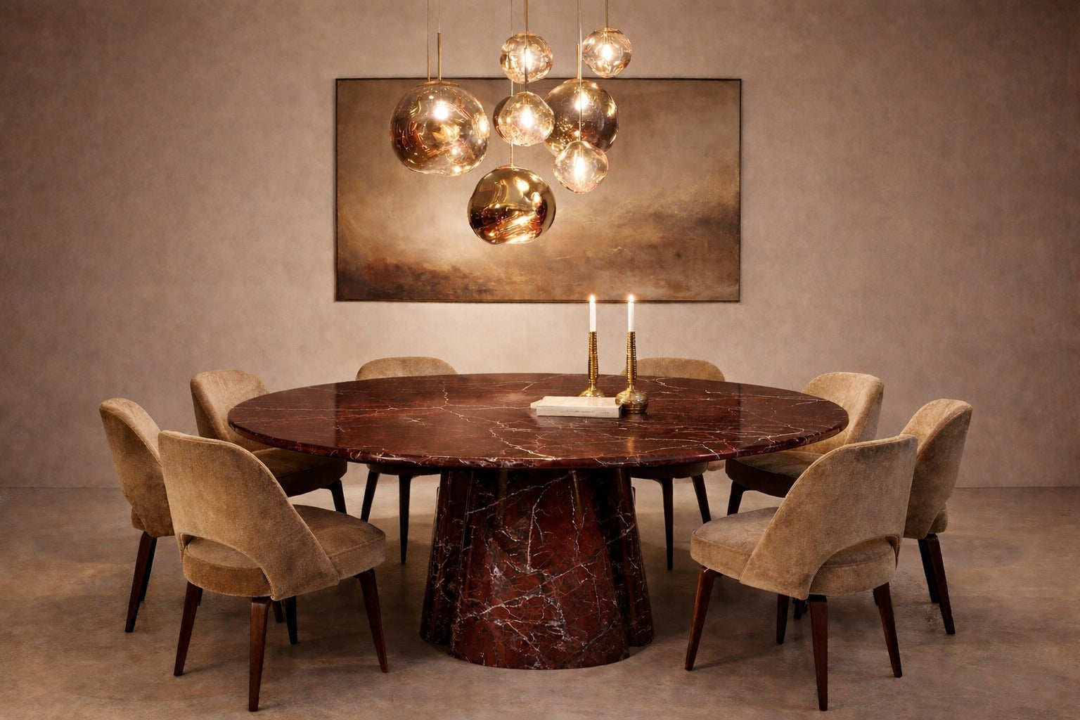 Guasha Rosso Levanto Red Marble Round Table