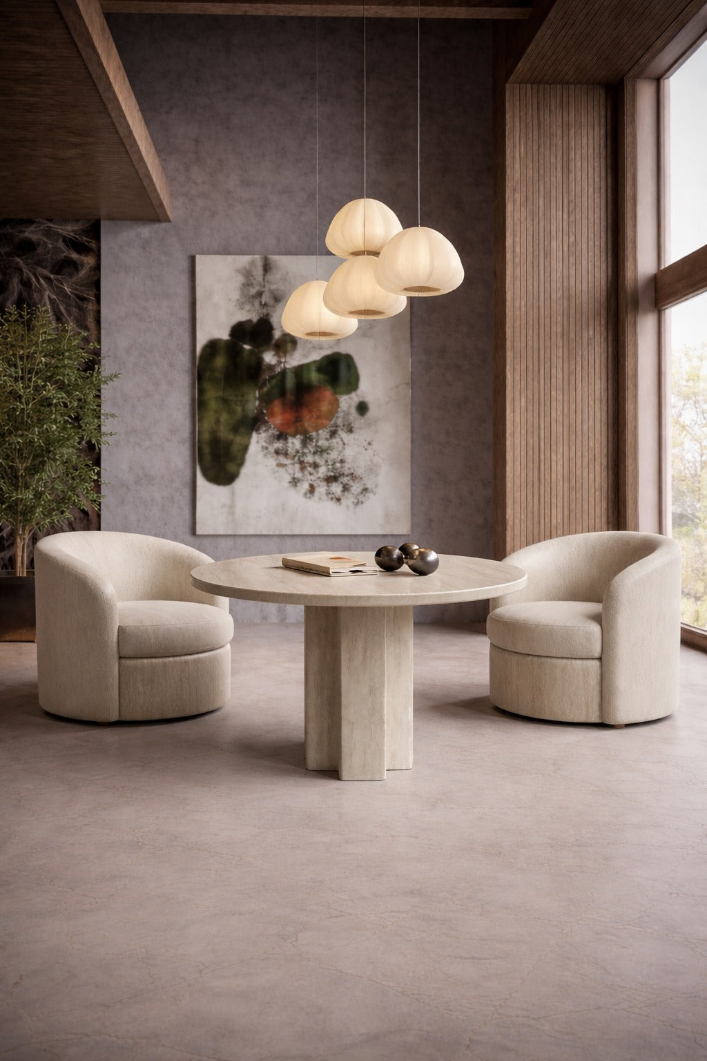 Arti Travertine Round Table