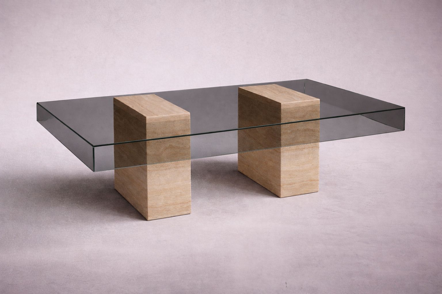 Statue Rectangular Travertine Coffee Table