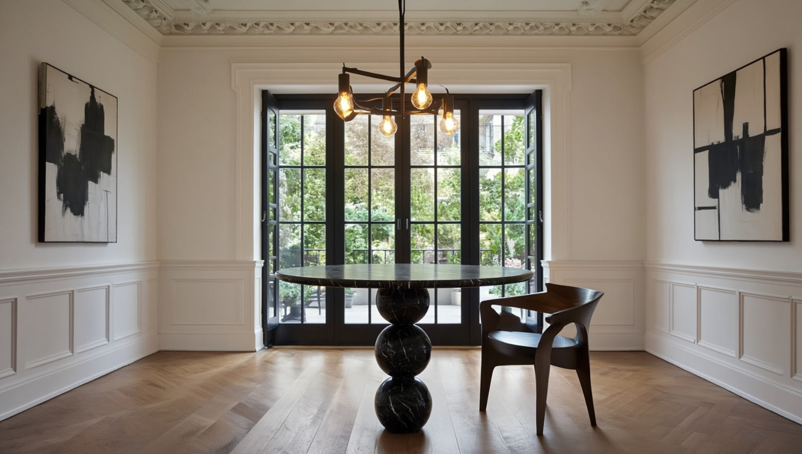 black marble round table. round black marble dining table. black marble entry table. black marble hallway table. custom marble dining table. custom marble table. custom black marble dining table.